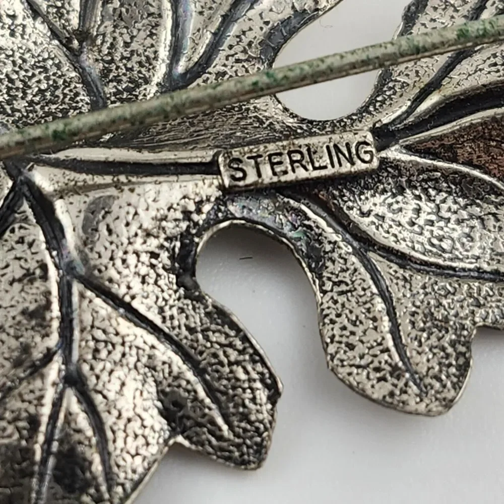 Vintage Sterling Leaf Brooch 925‎
